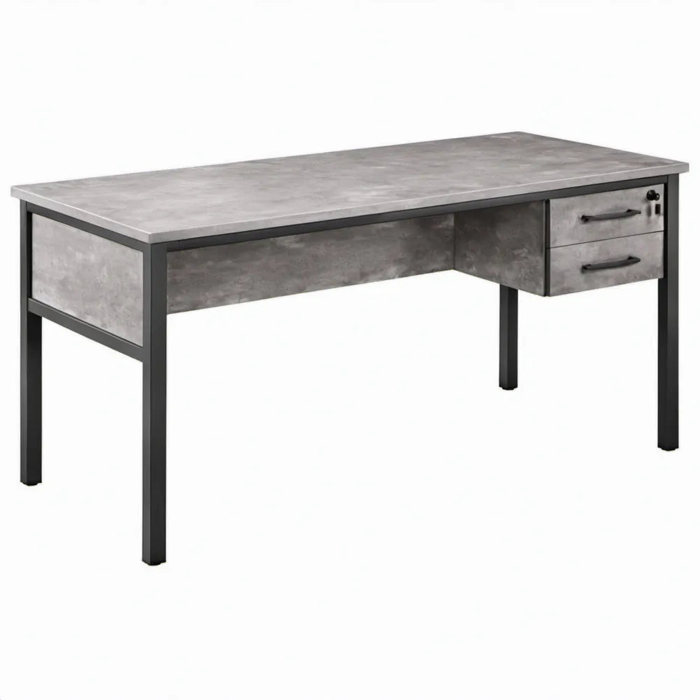 Bureau met 2 lades en slot 140 x 60 x 75 cm – Grijs/Zwart