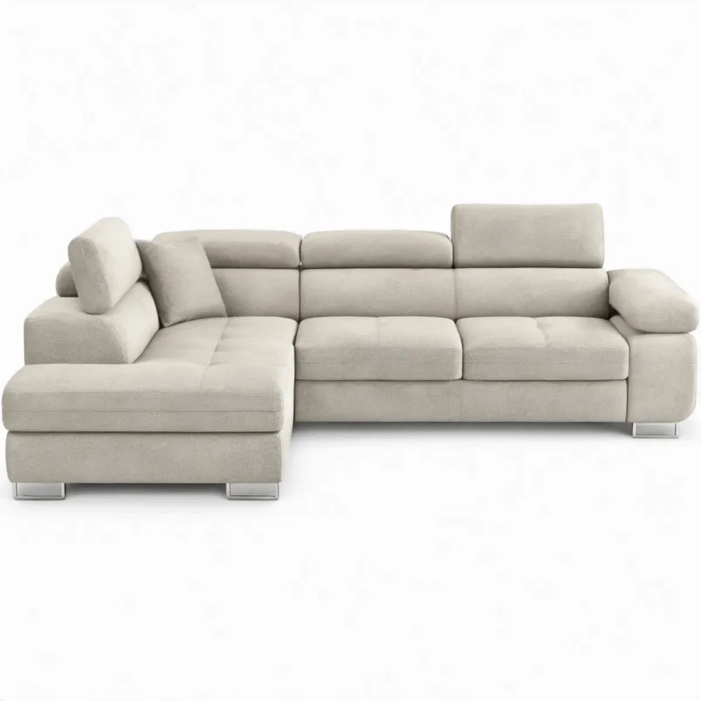 Beige hoekbank met chaise longue links 280 x 165 x 85 cm