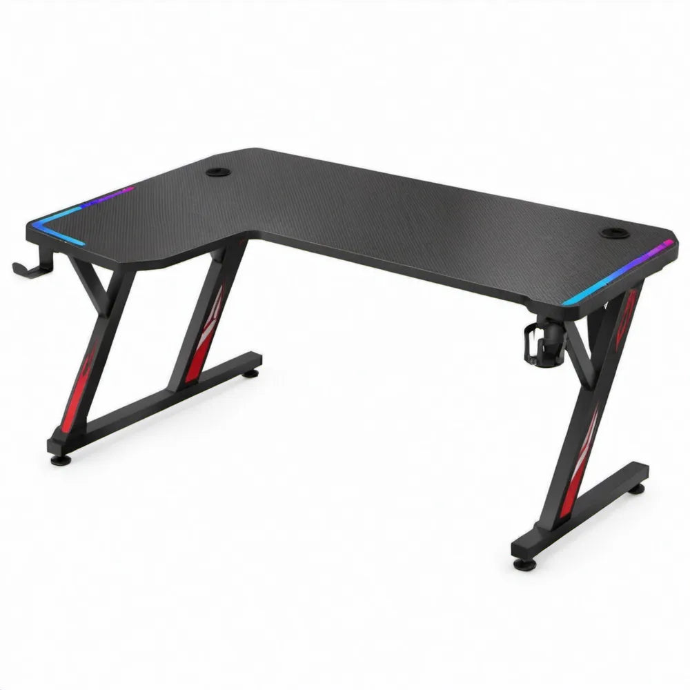 Hoekbureau 120 x 60 x 75 cm Zwart met rode, blauwe en paarse accenten