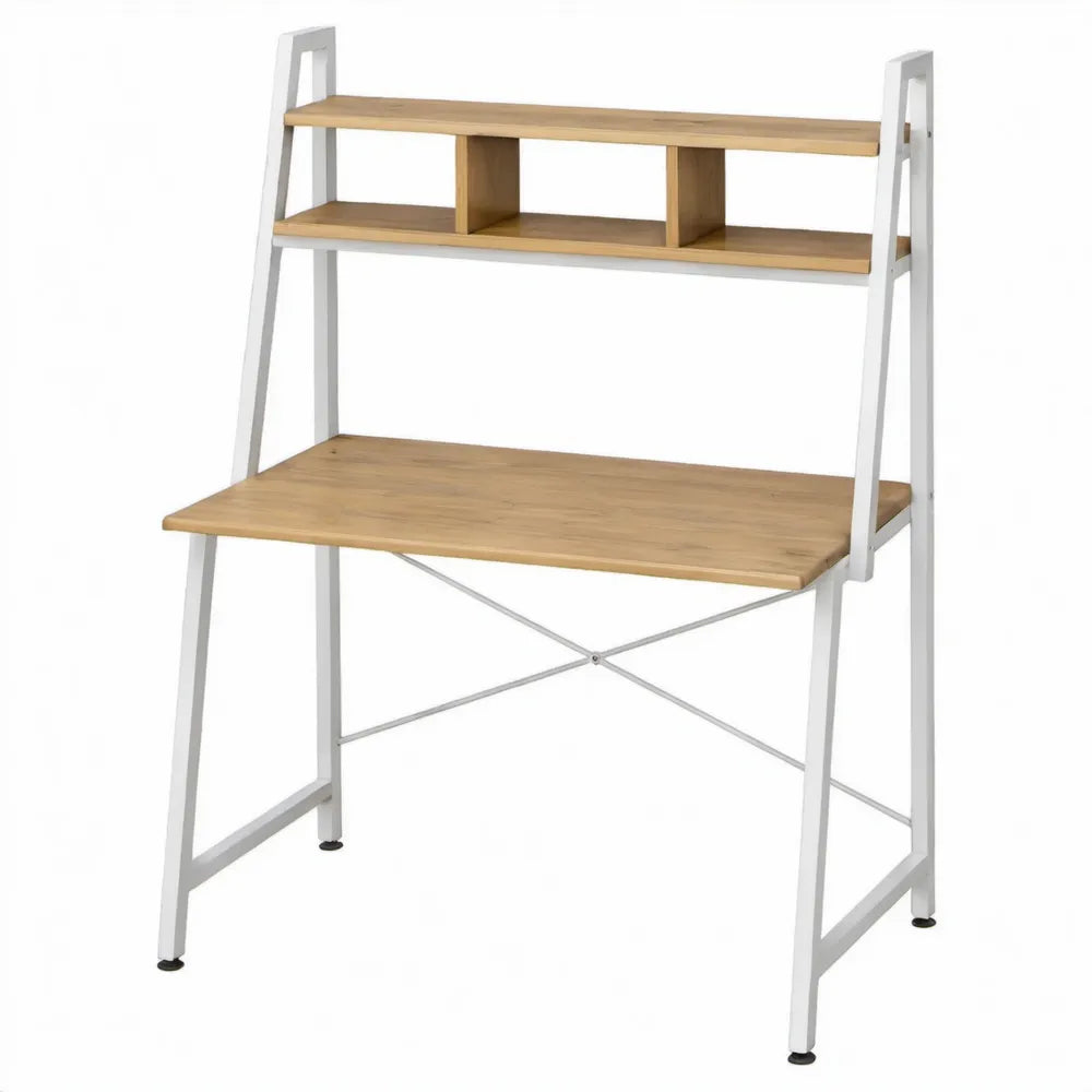 Bureau met opbergrek 100 x 60 x 150 cm naturel/wit