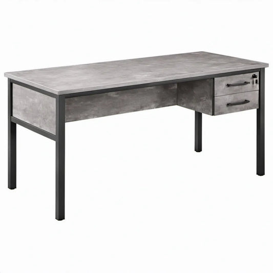 Bureau met 2 lades en slot 140 x 60 x 75 cm – Grijs/Zwart