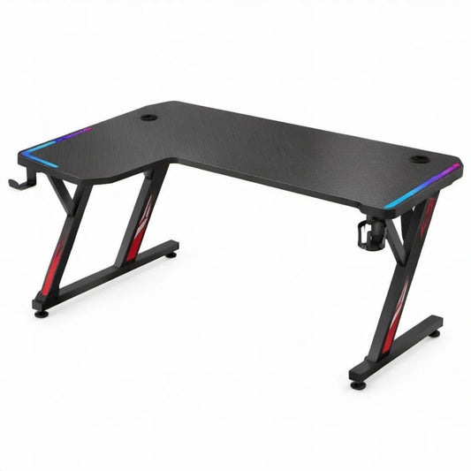 Hoekbureau 120 x 60 x 75 cm Zwart met rode, blauwe en paarse accenten