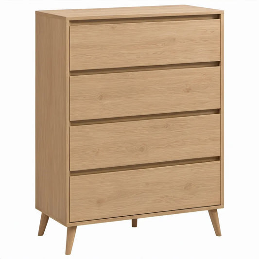 Ladekast met 4 lades, 80 x 40 x 100 cm, naturel eiken