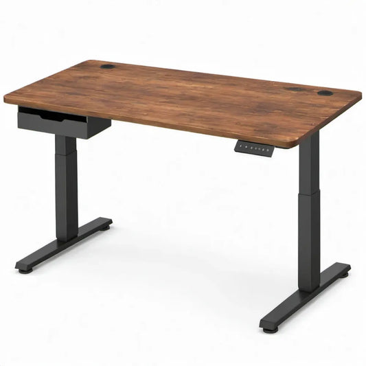 Elektrisch verstelbaar zit-sta bureau 140 x 60 cm, hoogte 72-120 cm, bruin/zwart