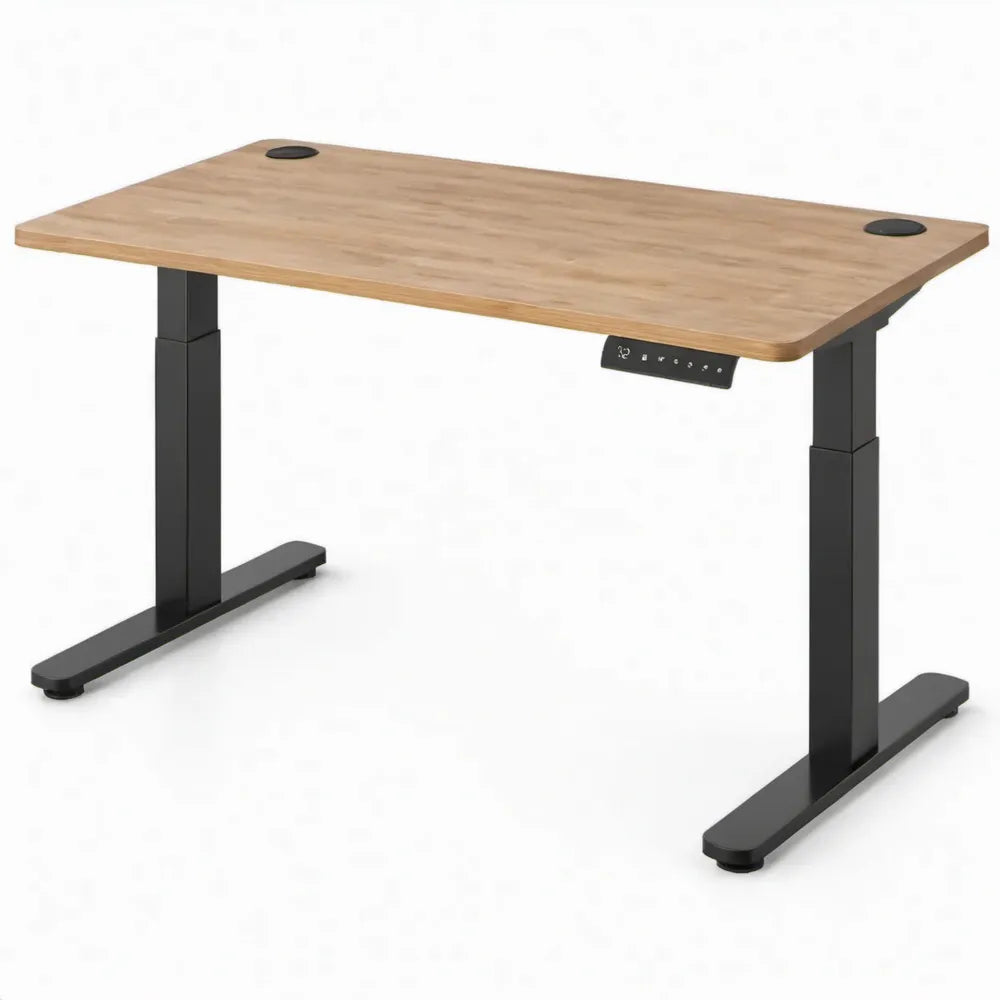 Elektrisch verstelbaar zit-sta bureau 120 x 60 cm Eikenlook/Zwart