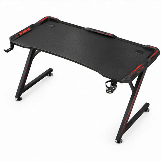 Gamingbureau 140 x 60 x 75 cm Zwart/Rood met MDF-blad en stalen frame
